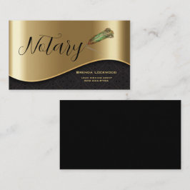 Eleganter Notar Feathered Pen Black & Gold Visitenkarte