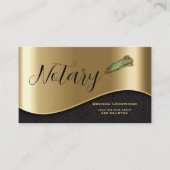 Eleganter Notar Feathered Pen Black & Gold Visitenkarte (Vorderseite)