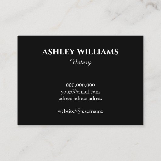 Eleganter Notar-Script-Glitzer aus schwarzem Marmo Visitenkarte (Rückseite)