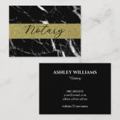 Eleganter Notar-Script-Glitzer aus schwarzem Marmo Visitenkarte (Vorne/Hinten)