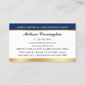Eleganter Notar Signing Agent Gold Navy Blue Visitenkarte (Rückseite)