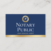 Eleganter Notar Signing Agent Gold Navy Blue Visitenkarte (Vorderseite)