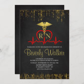 Eleganter Nursing School Abschluss Einladung (Vorne/Hinten)