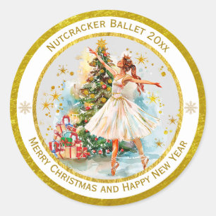 Eleganter Nussknacker Frohe Weihnachten und Neujah Runder Aufkleber