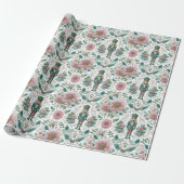 Eleganter Nussknacker- und Blumenprint Geschenkpapier (Ungerollt)