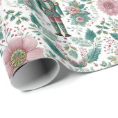 Eleganter Nussknacker- und Blumenprint Geschenkpapier (Rolleneckpunkt)