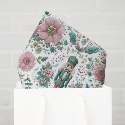 Eleganter Nussknacker- und Blumenprint Seidenpapier (Geschenktüte)