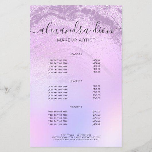 Eleganter Obre Glitzer Marmor Makeup Künstler Flyer (Vorne)