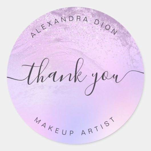 Eleganter Obre Glitzer Marmor Makeup Künstler Runder Aufkleber (Vorderseite)