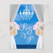 Eleganter Ocean Beach Chandelier Summer Wedding RS Ankündigungspostkarte (Vorderseite)