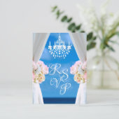 Eleganter Ocean Beach Chandelier Summer Wedding RS Ankündigungspostkarte (Stehend Vorderseite)