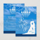 Eleganter Ocean Beach, Chandelier & Summer Wedding RSVP Karte (Vorne/Hinten)