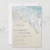 Eleganter Ocean Beach QR Code in einer Hochzeit Einladung (Vorderseite)