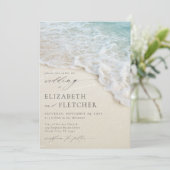 Eleganter Ocean Beach QR Code in einer Hochzeit Einladung (Stehend Vorderseite)