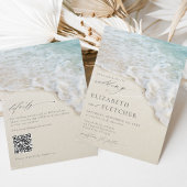 Eleganter Ocean Beach QR Code in einer Hochzeit Einladung