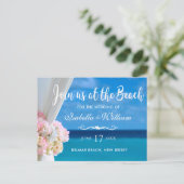 Eleganter Ocean Beach Summer Save the Date Ankündigungspostkarte (Stehend Vorderseite)