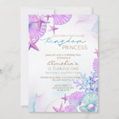 Eleganter Ocean Muscheln Strand 1. Geburtstag Einladung (Vorderseite)