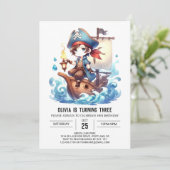 Eleganter Ocean Pirate Geburtstag Einladung (Stehend Vorderseite)