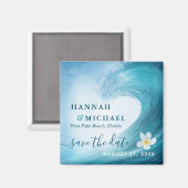 Eleganter Ocean Wave Beach Hochzeit Save the Date Magnet (Vorderseite/Rückseite)