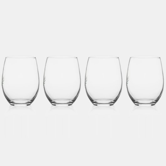 Eleganter Olive Branch Shield mit Monogramm Weinglas Ohne Stiel (Links)