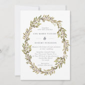 Eleganter Olive Branch Wreath Wedding Einladung (Vorderseite)