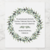 Eleganter Olive Branches Kranz Weinetikett (Einzelnes Label)