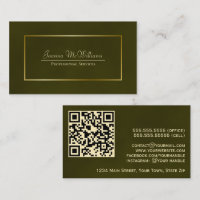 Eleganter Olive Green & Gold Beruflicher QR-Code