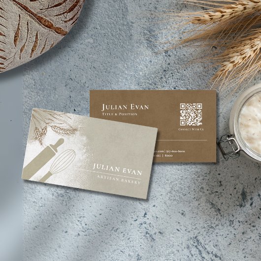 Eleganter Olive Green Pastry Koch Artisan Bäckerei Visitenkarte