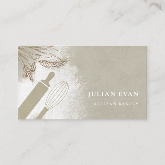 Eleganter Olive Green Pastry Koch Artisan Bäckerei Visitenkarte (Vorderseite)