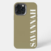 Eleganter Olive Green personalisierter Name iPhone Hülle (Rückseite)