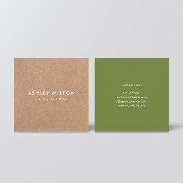 Eleganter Olive Green PRINTED Kraft Consultant Quadratische Visitenkarte