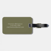 Eleganter Olive Green Script Name Personalisiert   Gepäckanhänger (Rückseite horizontal)