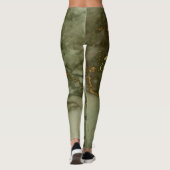 Eleganter Olive Green und Gold Marmor Leggings (Rückseite)