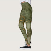 Eleganter Olive Green und Gold Marmor Leggings (Links)