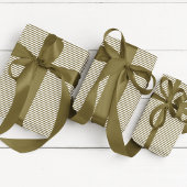 Eleganter Olive Green und White Thin Striped Geschenkpapier