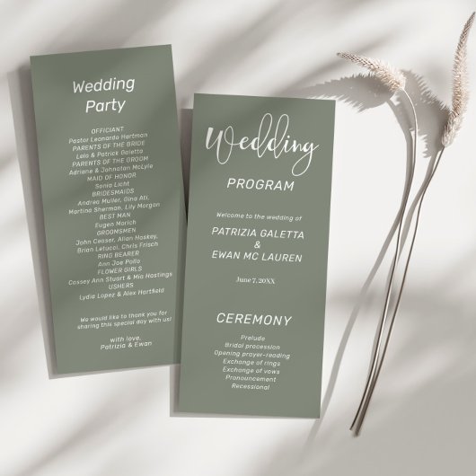 Eleganter Olive Green Wedding Flat Programm