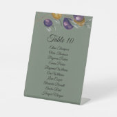 Eleganter Olive Green Wedding Table mit Namen Sockelschild (Vorderseite)