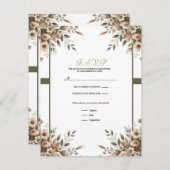 Eleganter Olive Green & White Floral Corner UAWG Einladung (Vorne/Hinten)