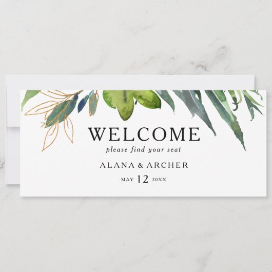 Eleganter Olive Greenerity Seating Chart Header (Rückseite)