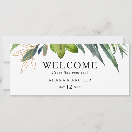 Eleganter Olive Greenerity Seating Chart Header (Vorderseite)