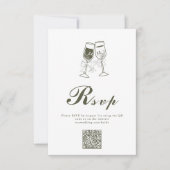 Eleganter Olive wood Green QR Code Hochzeit RSVP Karte (Vorderseite)
