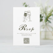 Eleganter Olive wood Green QR Code Hochzeit RSVP Karte (Stehend Vorderseite)