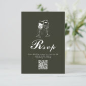 Eleganter Olive wood Green QR Code Hochzeit RSVP Karte (Stehend Vorderseite)