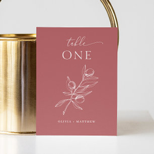 Eleganter Olivenbaum. Delikate Rose vale Italienis Tischnummer