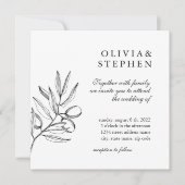 Eleganter Olivenbaum. Einfache feierliche Schwarz- Einladung (Vorderseite)