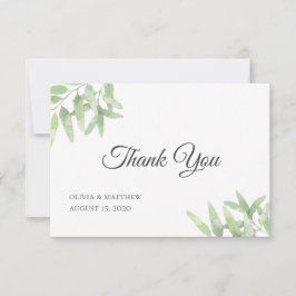 Eleganter Olivenzweig. Botanische Hochzeit Dankeskarte