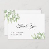 Eleganter Olivenzweig. Botanische Hochzeit Dankeskarte (Vorne/Hinten)