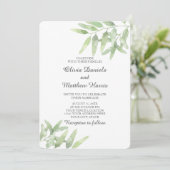 Eleganter Olivenzweig. Botanische Hochzeit Einladung (Stehend Vorderseite)