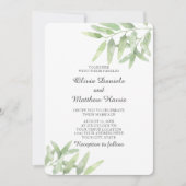 Eleganter Olivenzweig. Botanische Hochzeit Einladung (Vorderseite)