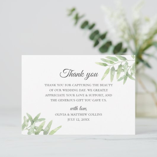 Eleganter Olivenzweig. Einfache Hochzeit Vielen Da Einladung (Stehend Vorderseite)